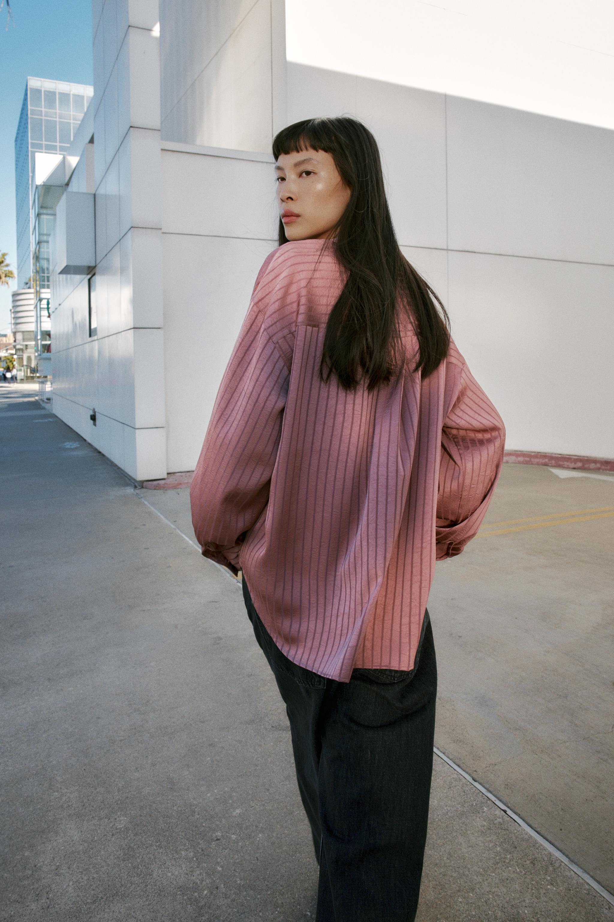 SATIN EFFECT STRIPED SHIRT